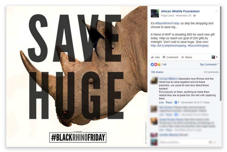 Outstanding Social Media Campaign: African Wildlife Foundation, Black Rhino Friday
